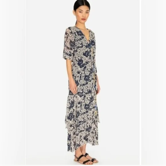 Johnny Was Micha Mixed Floral Print Wrap Dress Size L - Picture 3 of 10